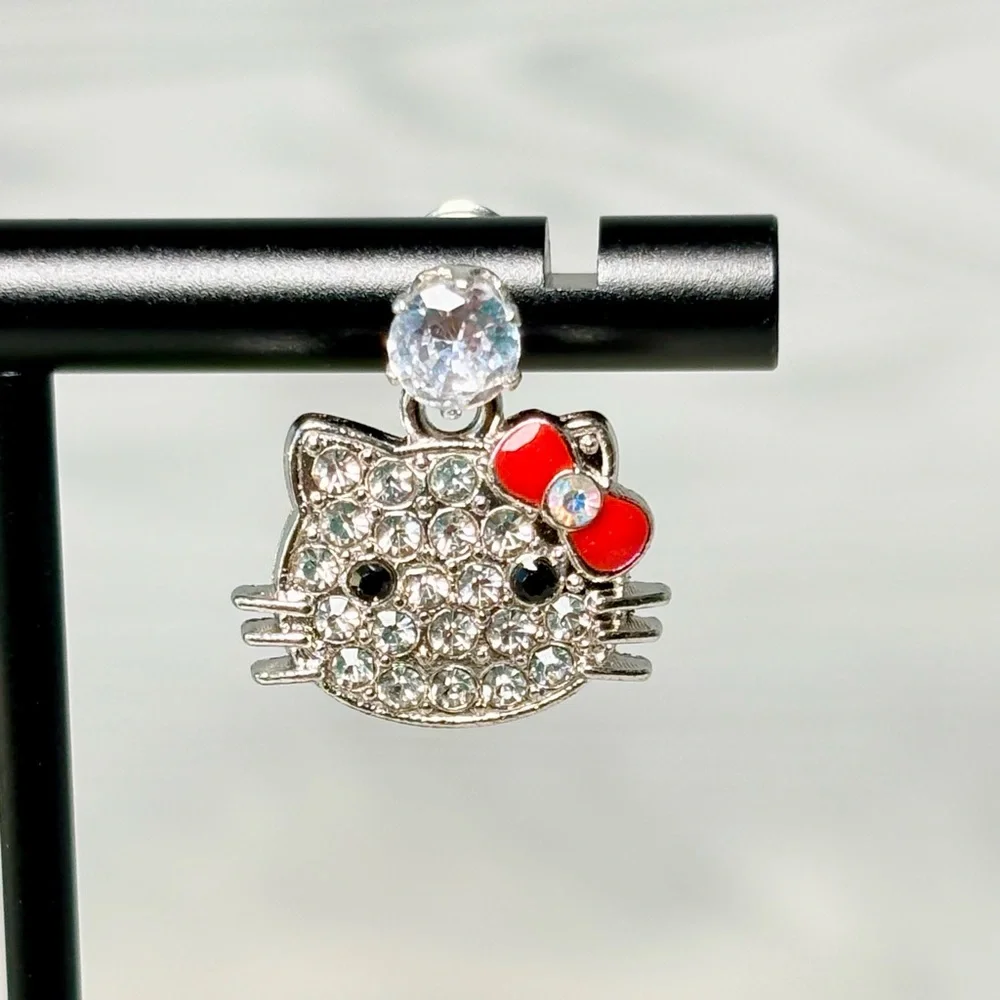Hello Kitty‎ Crystal Earrings with Red Bow